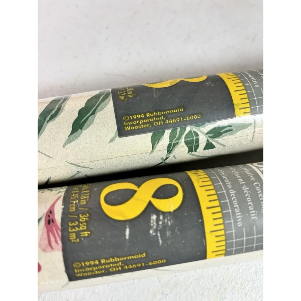 Vtg Rubbermaid Fern & Flower Contact Paper 1994 2 Rolls Each 8yds X 18